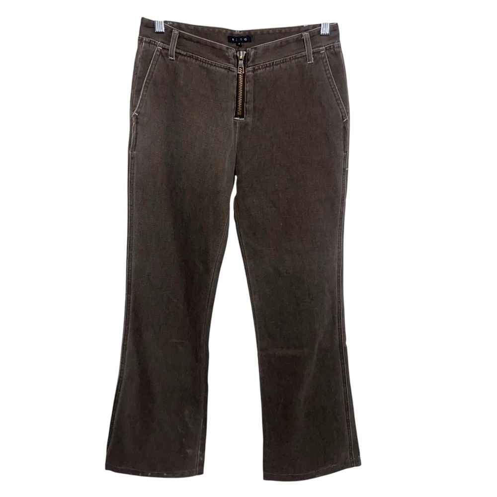 Eita Pants Womens 27 Low Rise Bootcut Vintage Retro 90s Y2K Brown Zip Pockets